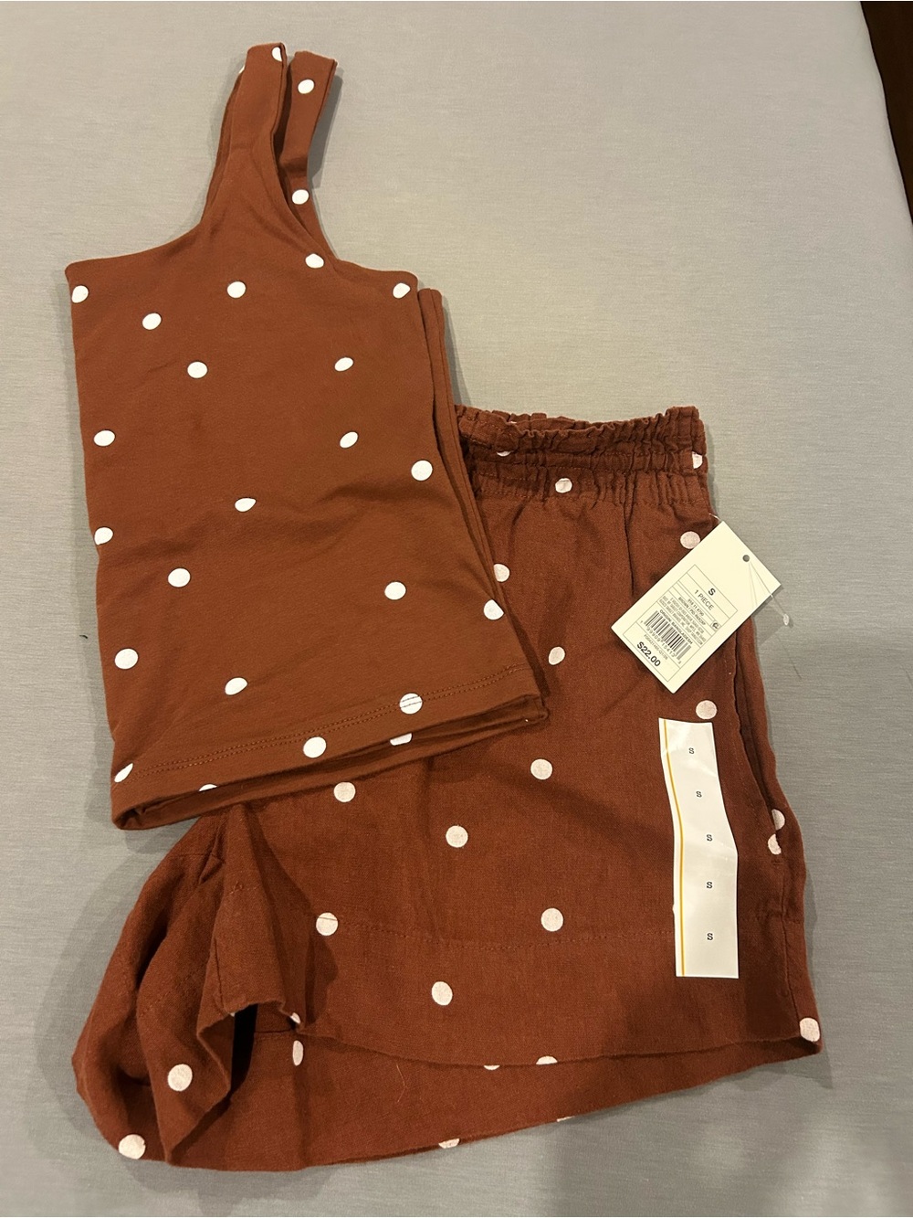 a new day Rust Brown Polka Dot Women's Shorts Set